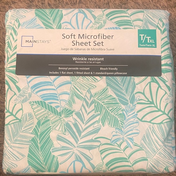 Mainstays Soft Microfiber Sheet Set - Teal and White - Picture 1 of 1